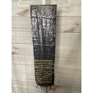 Brand New Raj Women's One Size Textured Cotton Black Embroidered Scarf Wrap